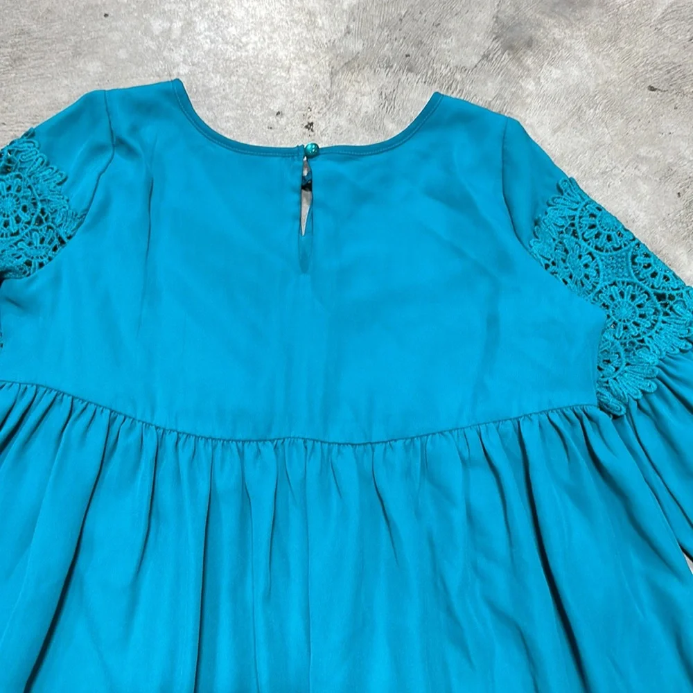 Teal with‎ crochet design button closure dress / blush brand / Size 14 / T-74